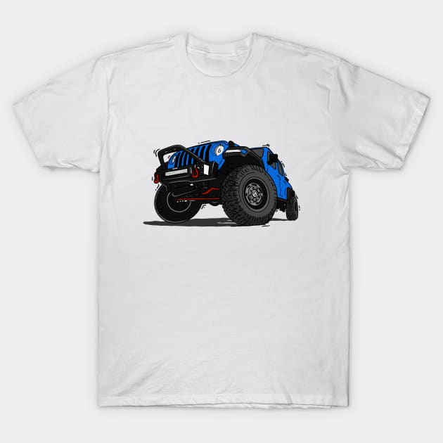 Blue Jeep Illustration T-Shirt by 4x4 Sketch